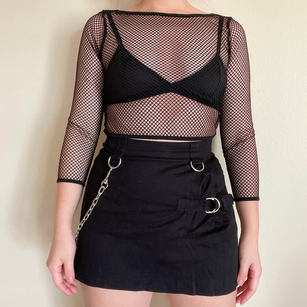 NWT black chain skirt